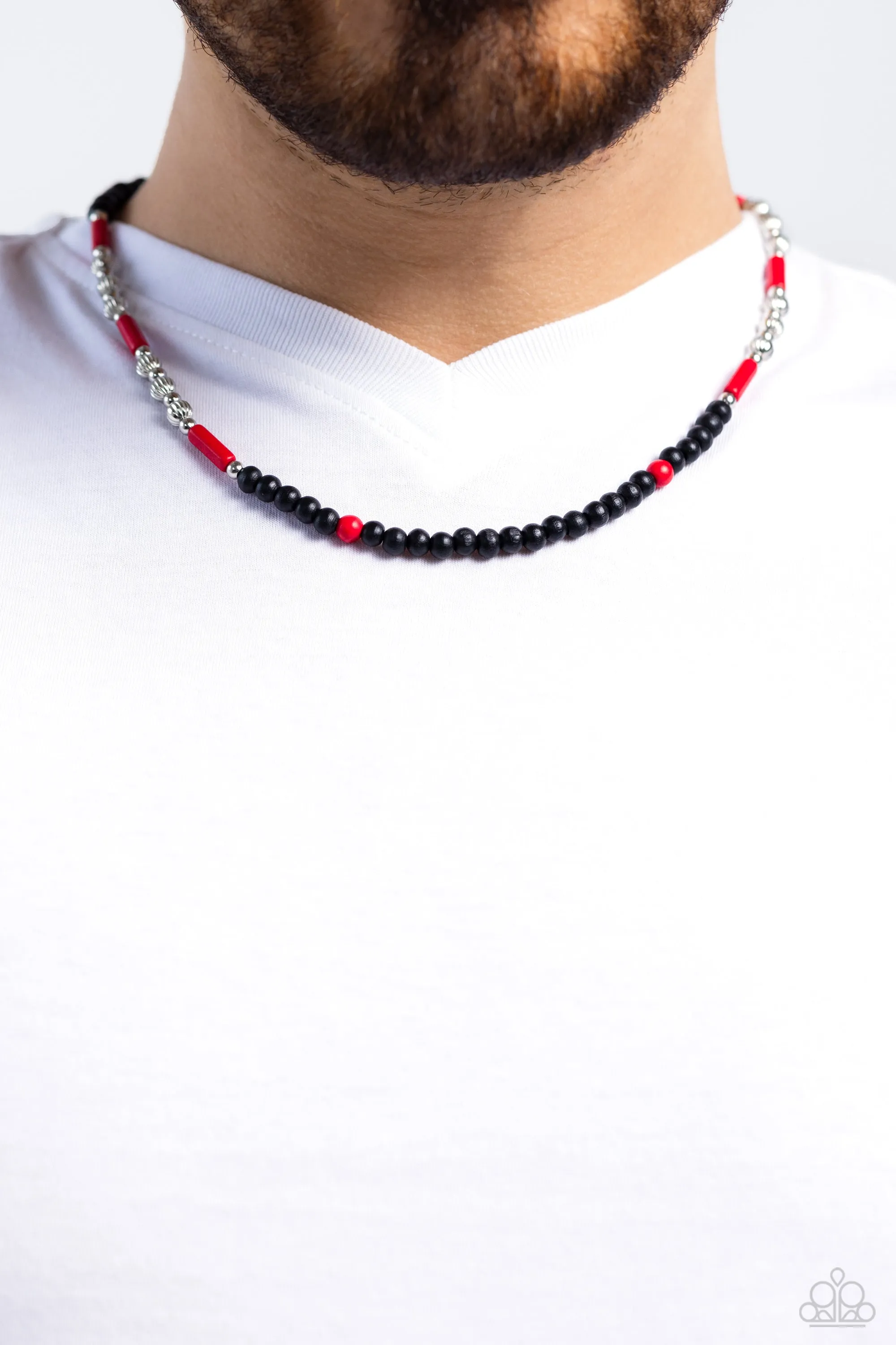 Paparazzi Volcanic Valiance Red Mens Urban Necklace Unisex