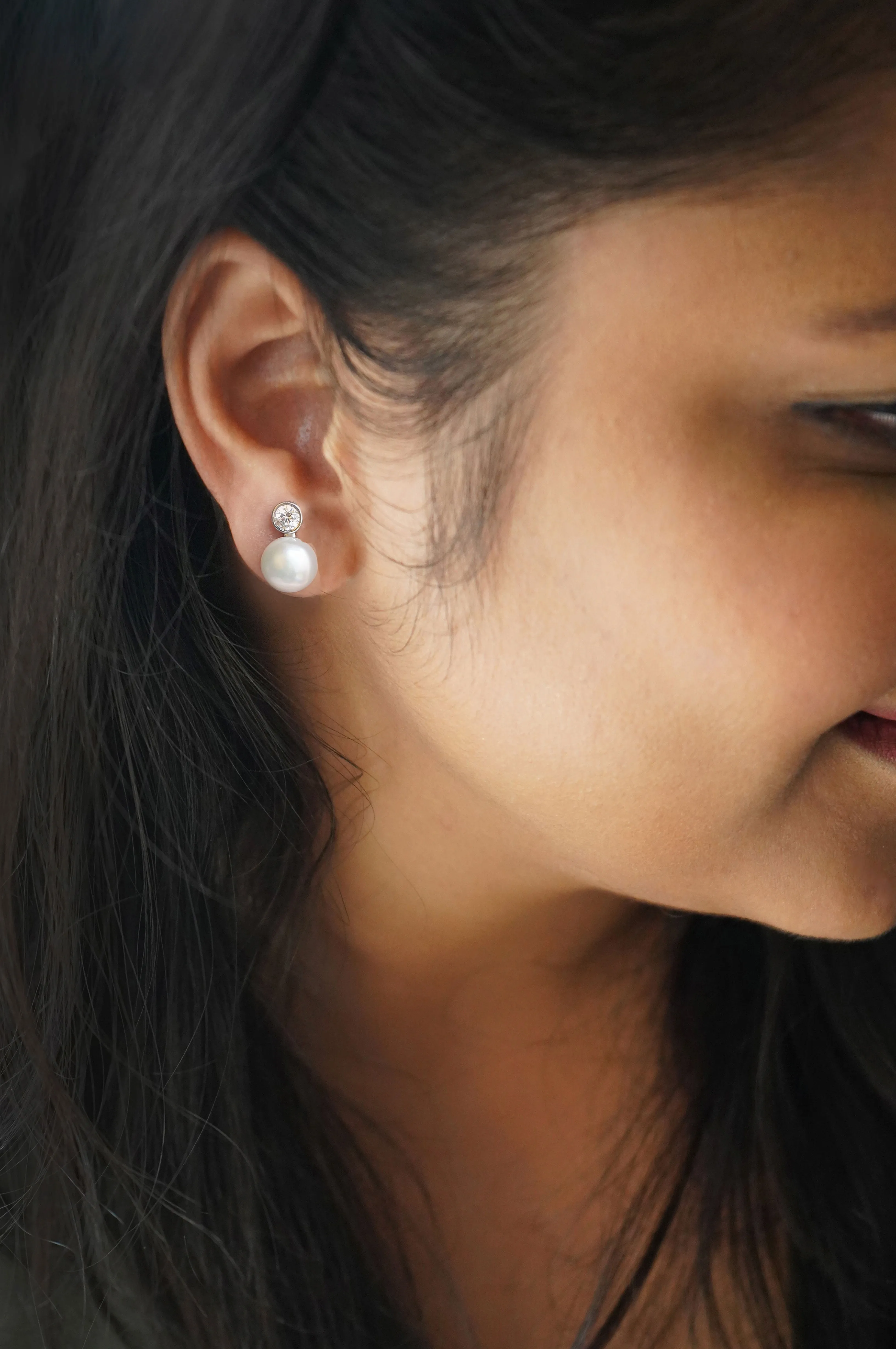 Pearl With A Bling Sterling Silver Drop Earrings