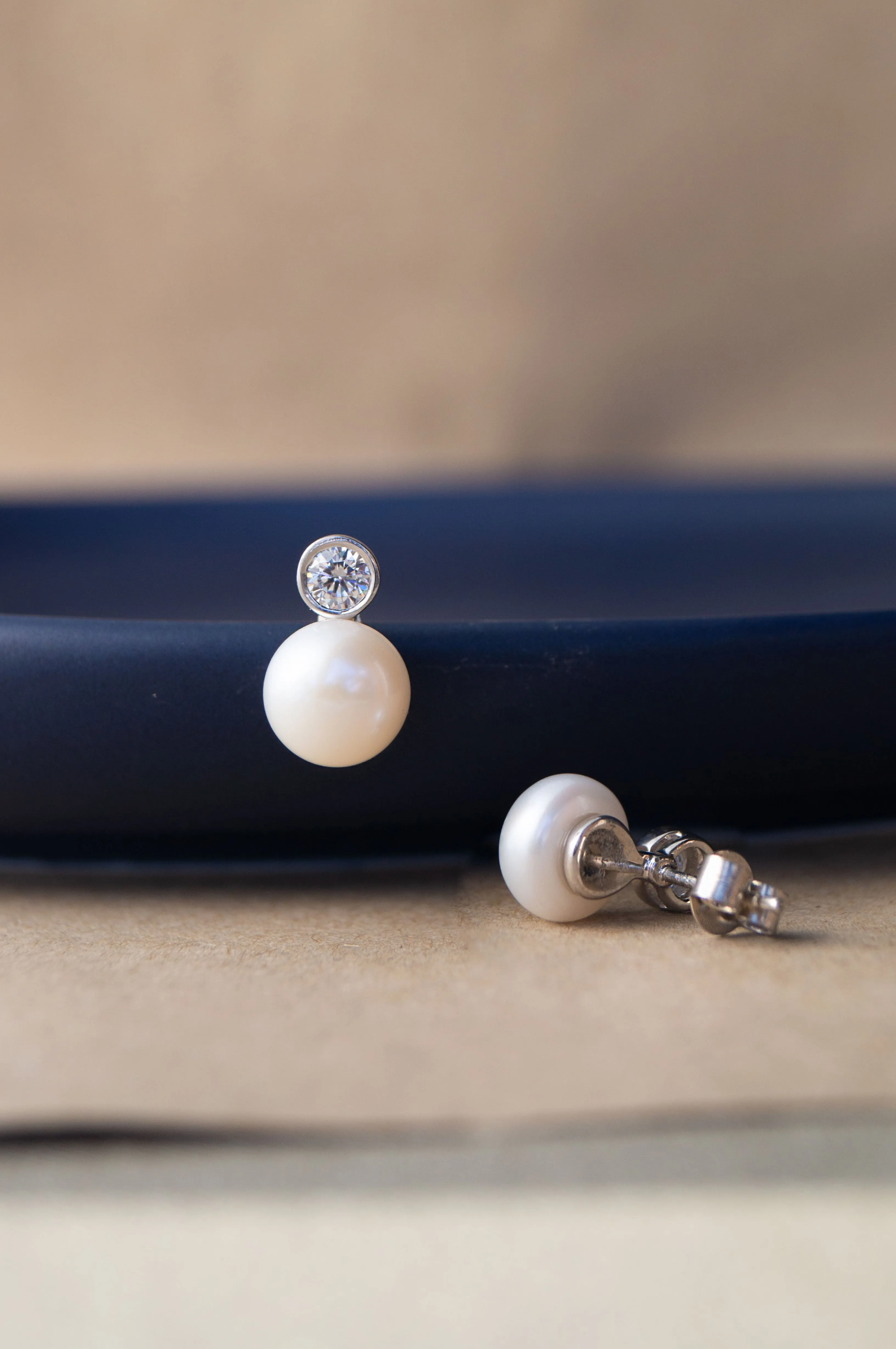 Pearl With A Bling Sterling Silver Drop Earrings