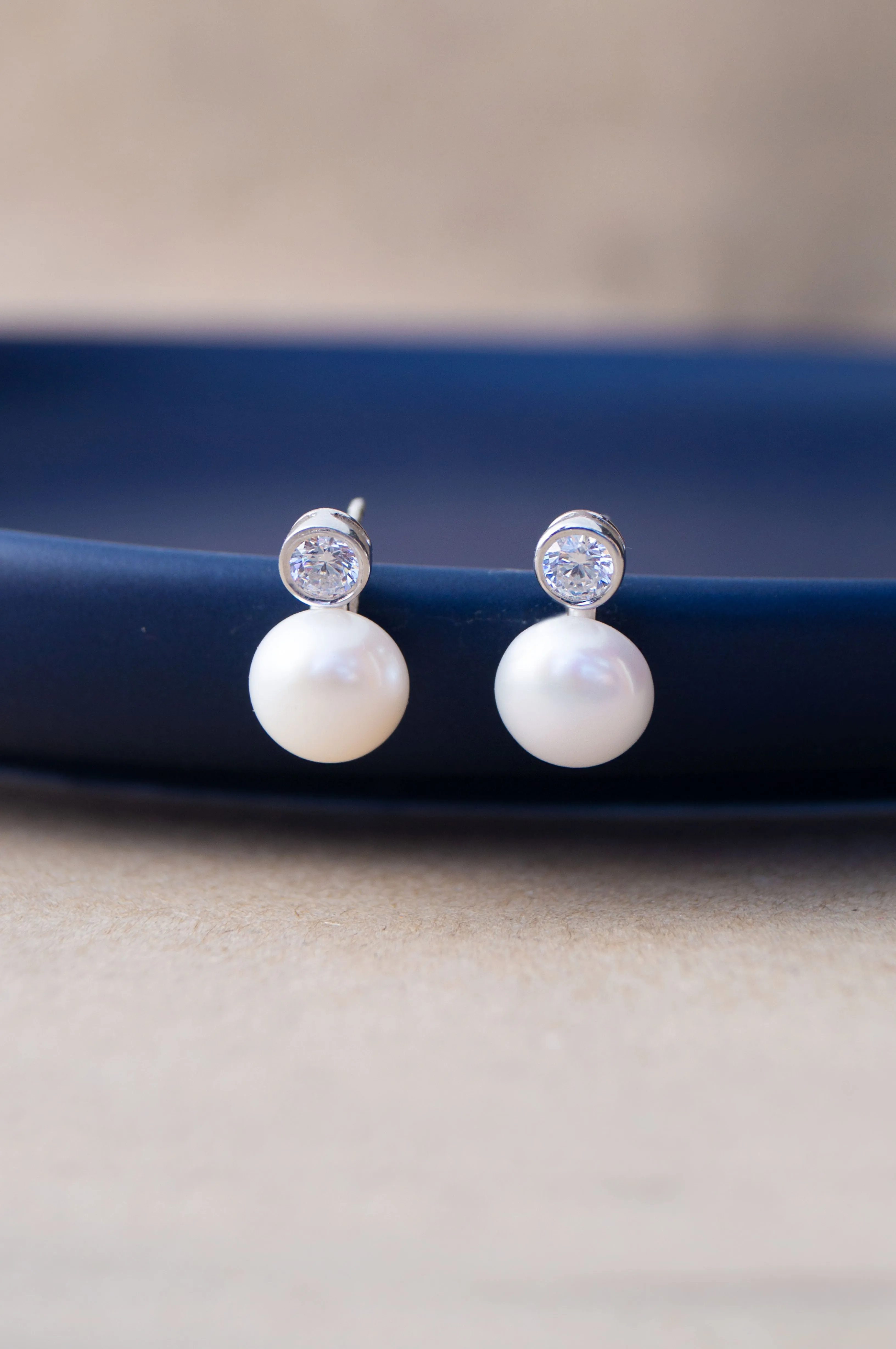 Pearl With A Bling Sterling Silver Drop Earrings