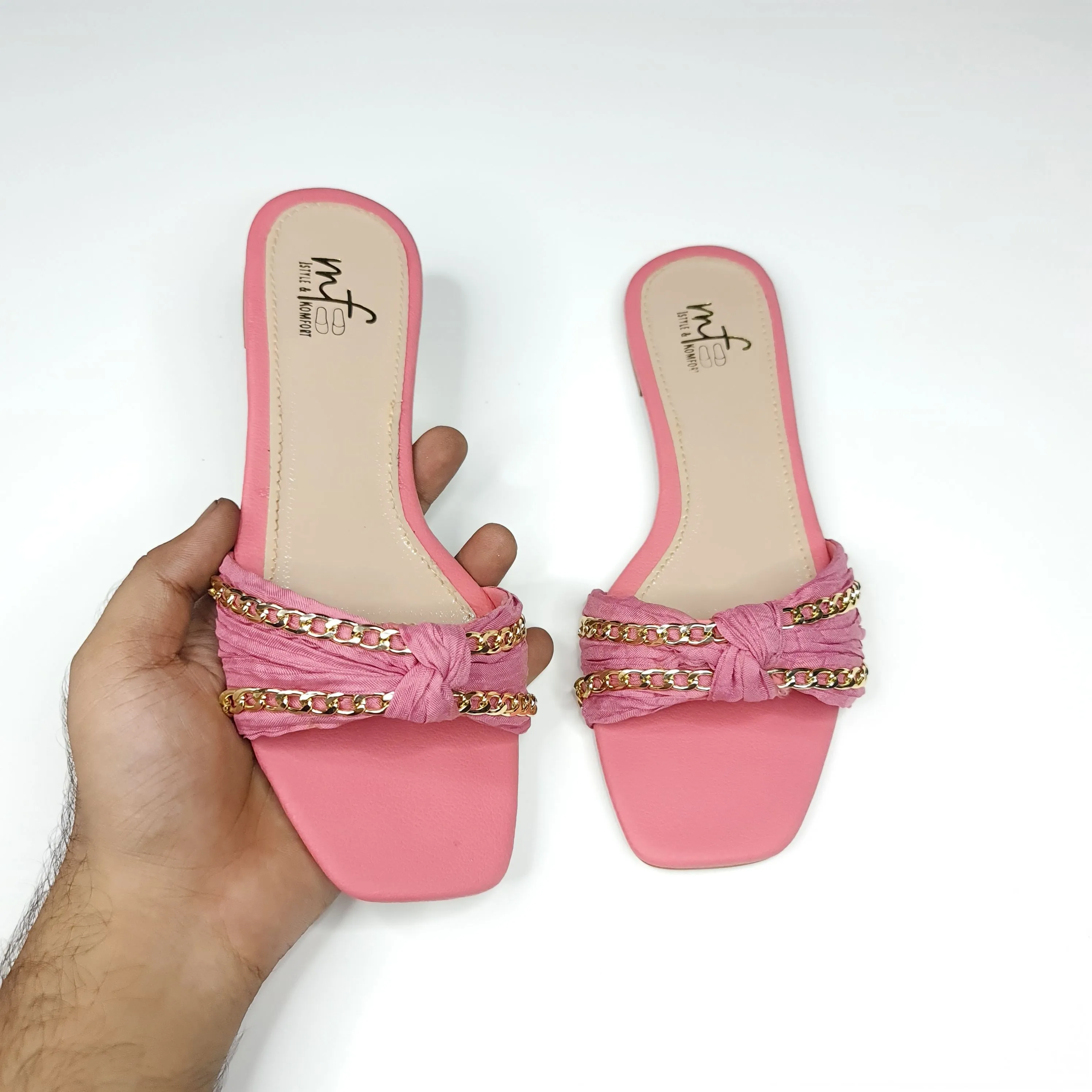 Pink Chain Slippers