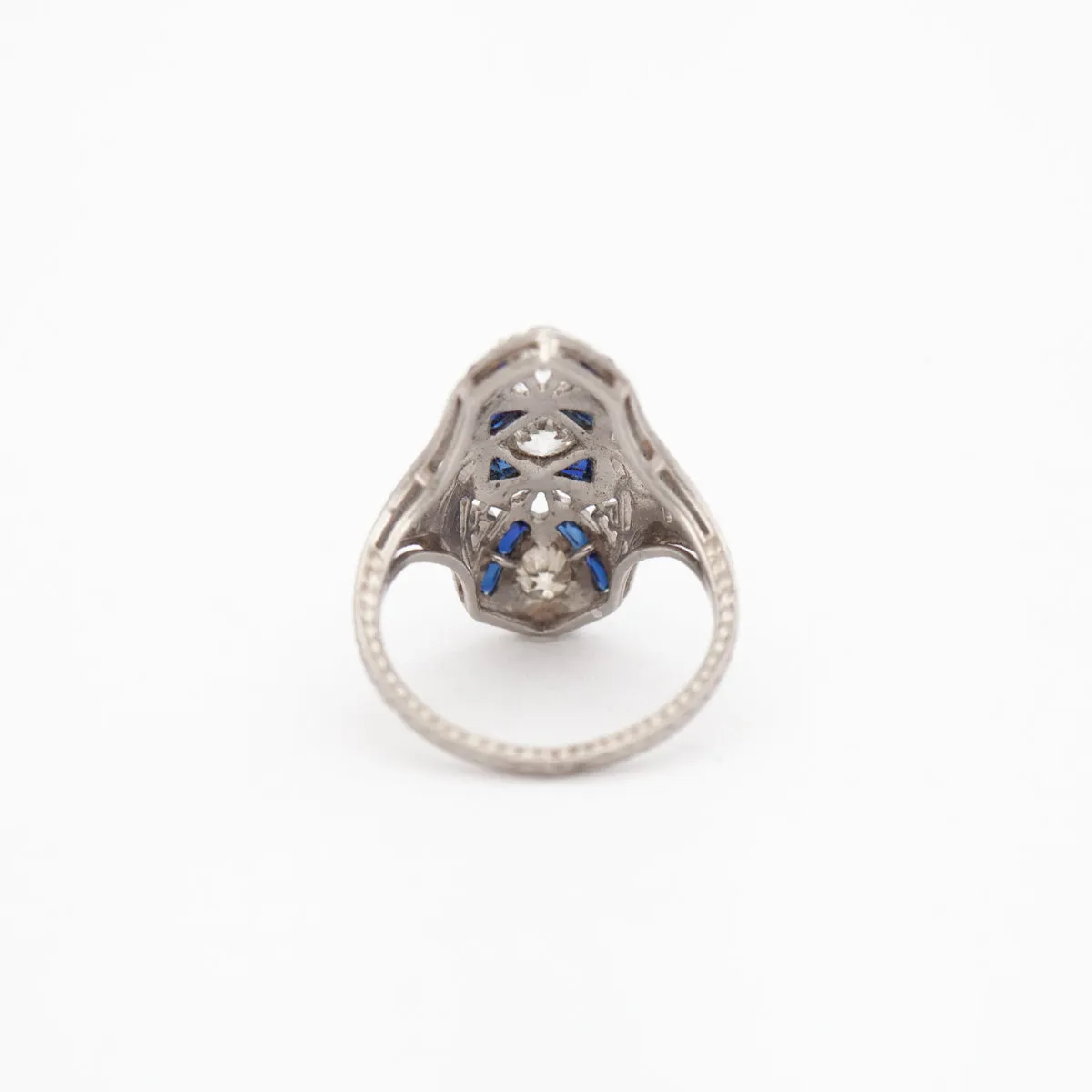 Platinum and Sapphire Old Mine Dinner Ring