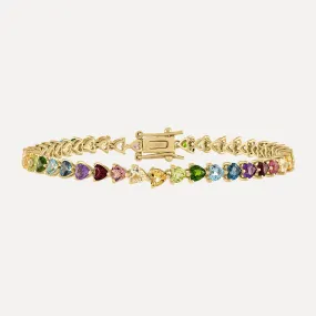 Rainbow Heart Shaped Tennis Bracelet