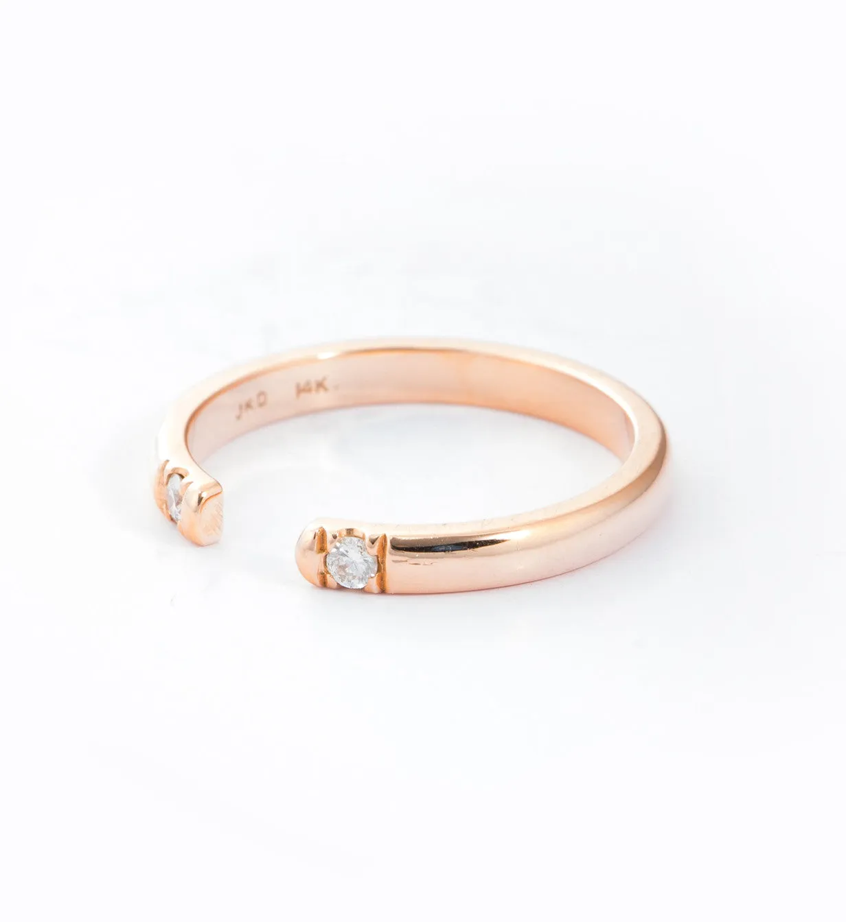 Rose Gold Half Round Two Diamond Ring