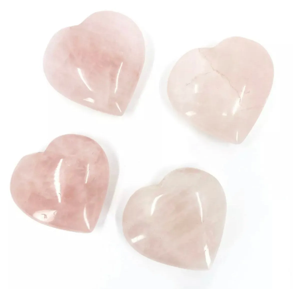 Rose Quartz Puffy Hearts 2 Inch Pocket Hearts