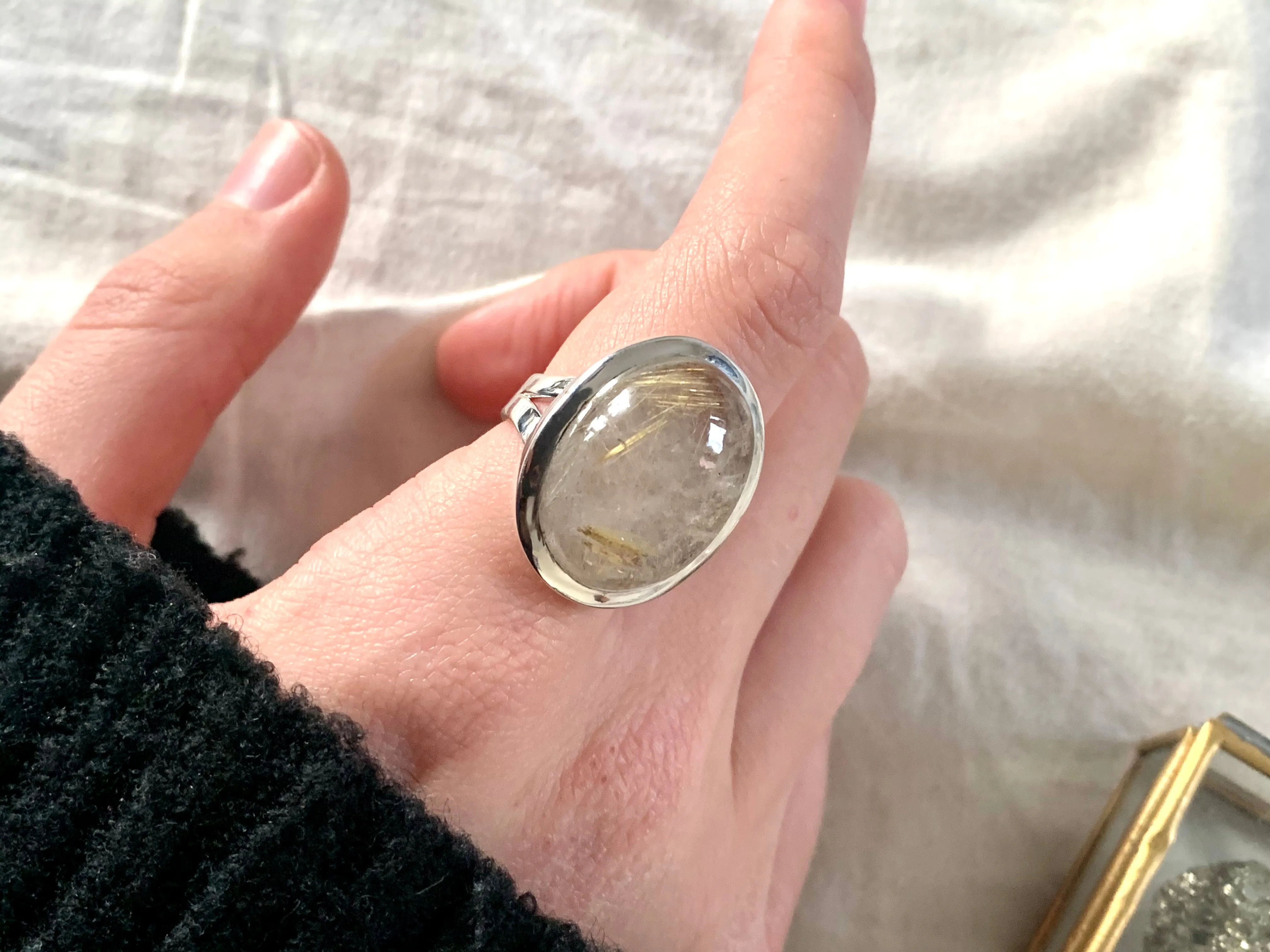 Rutilated Quartz Naevia Ring - Oval (US 8)