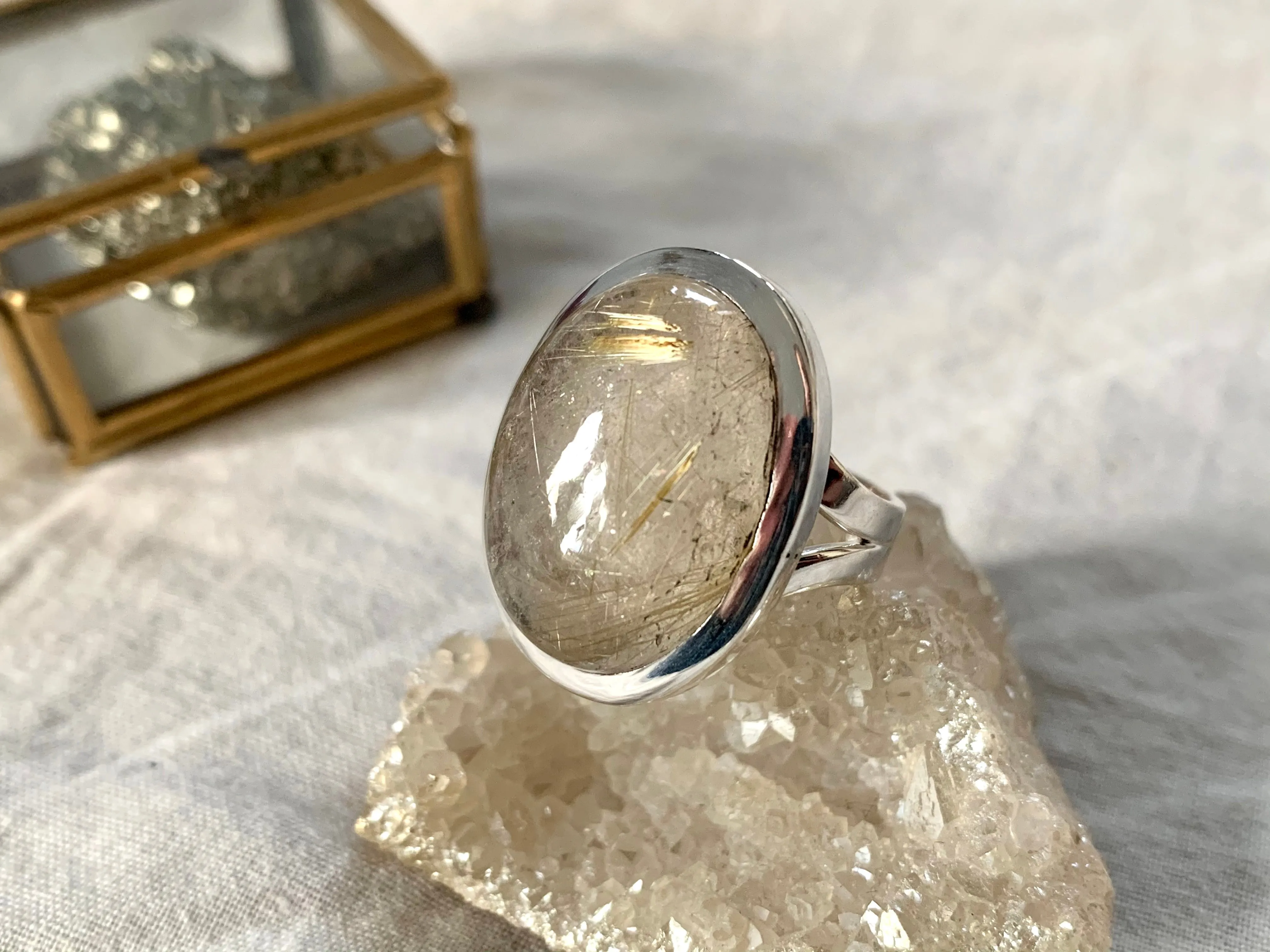 Rutilated Quartz Naevia Ring - Oval (US 8)