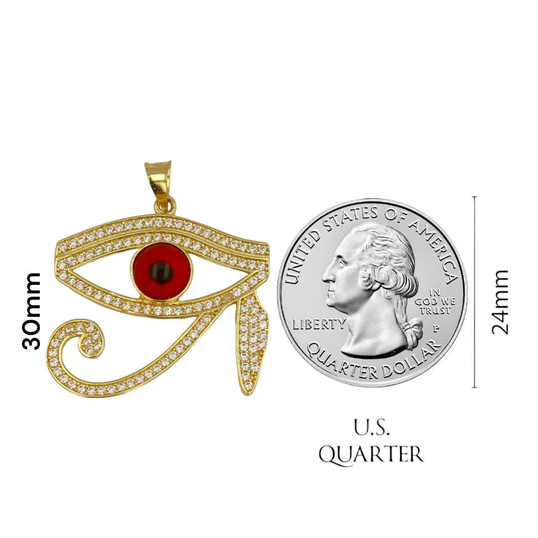 Set 14k yellow gold Venetian chain red eye of horus pendant-227091-227127