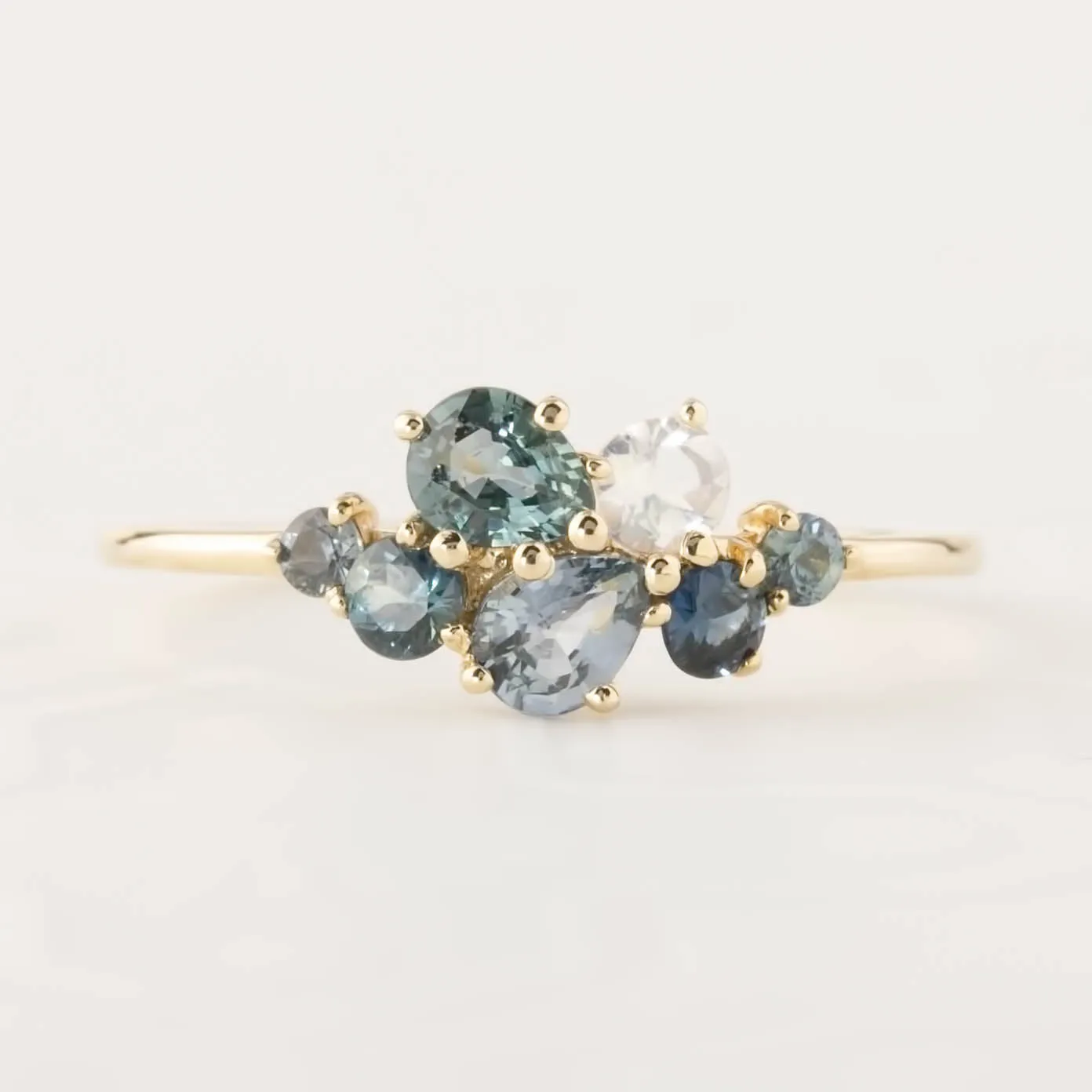 Seven Stones Stardust Cluster Ring  (Sapphire and Moonstone)