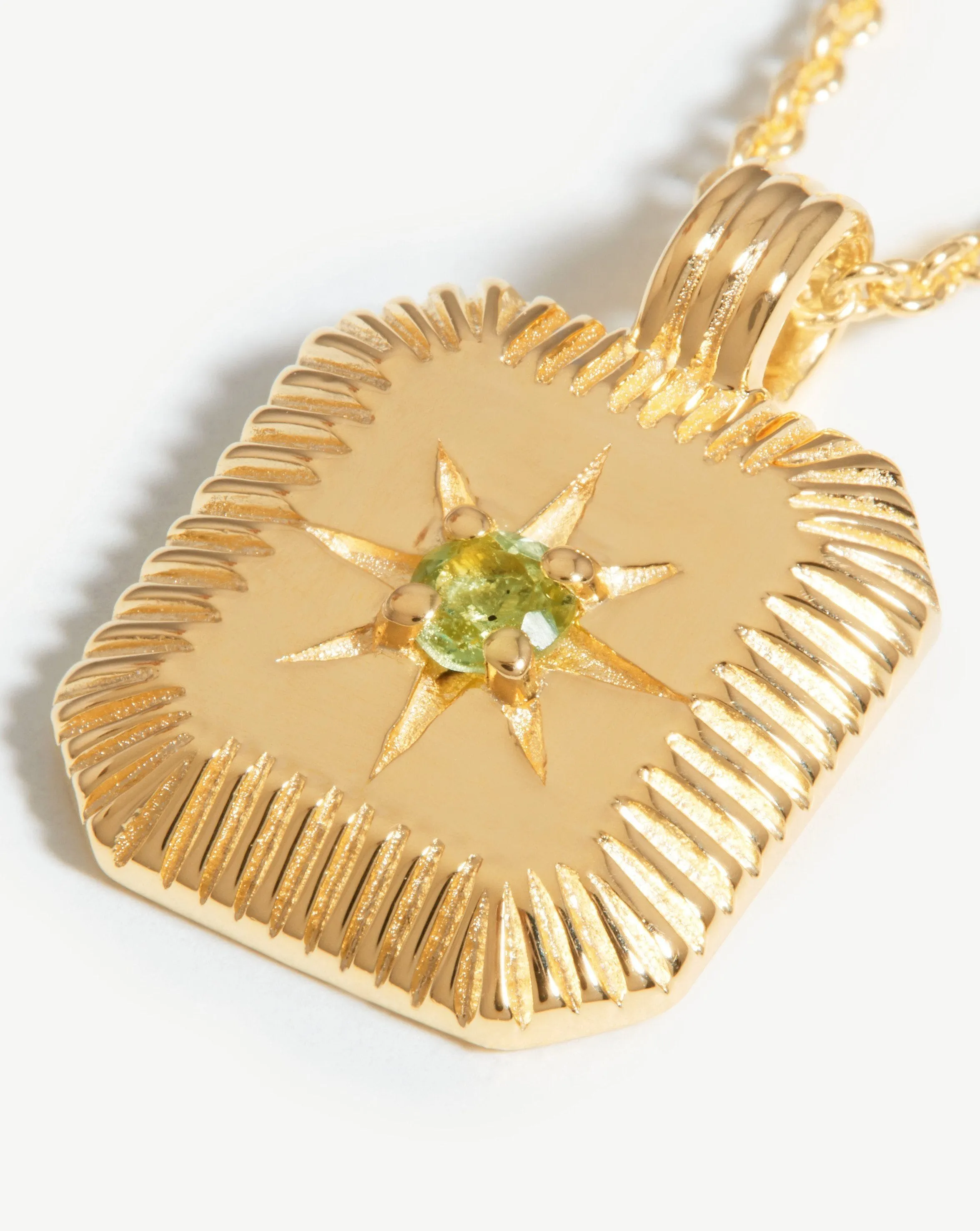 Star Ridge Birthstone Pendant Necklace | 18ct Gold Vermeil/Natural Peridot