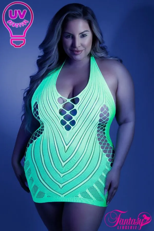 Stretch UV Reactive Fishnet Chemise