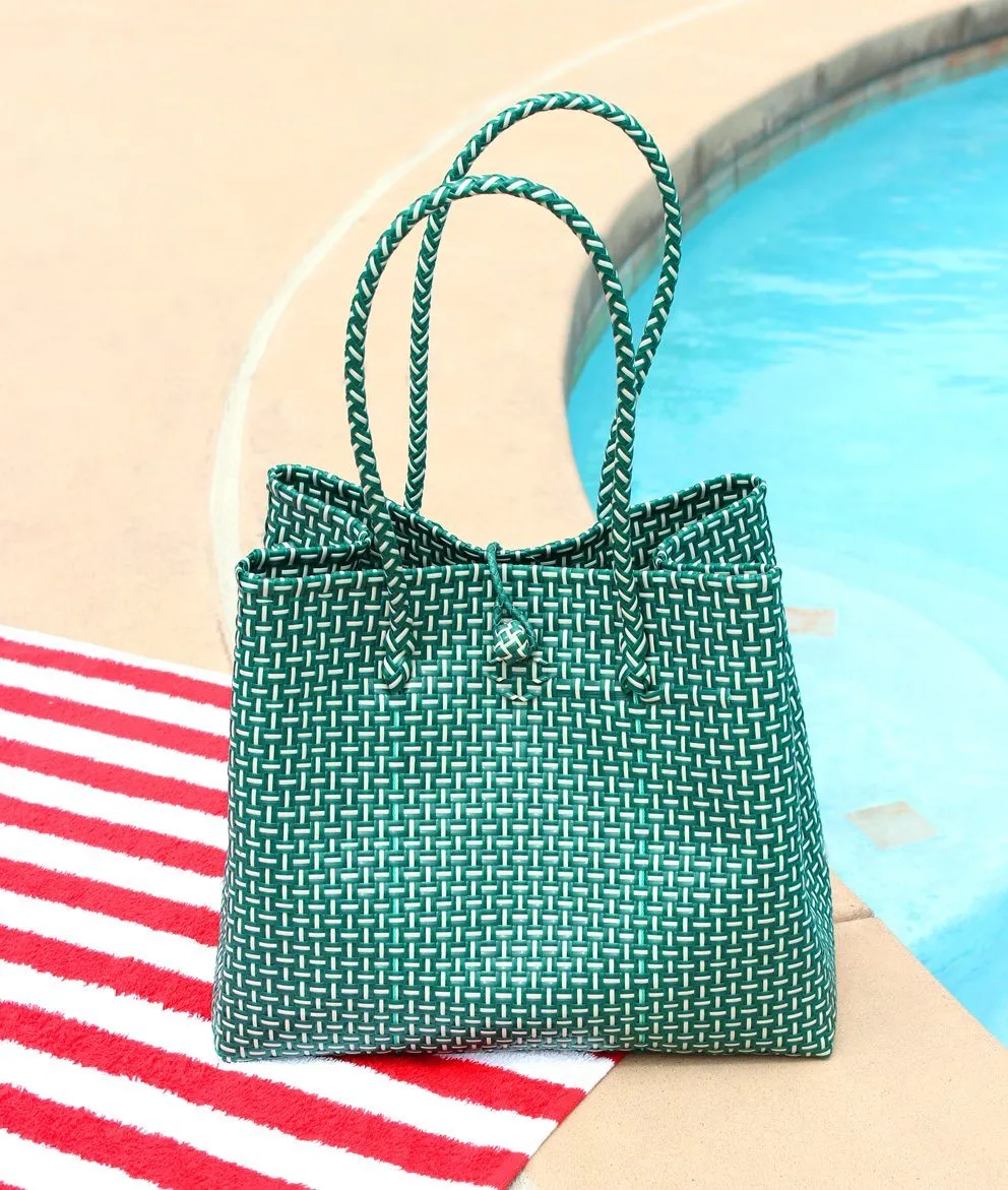 Toko Bazaar Woven Tote Bag - In Green