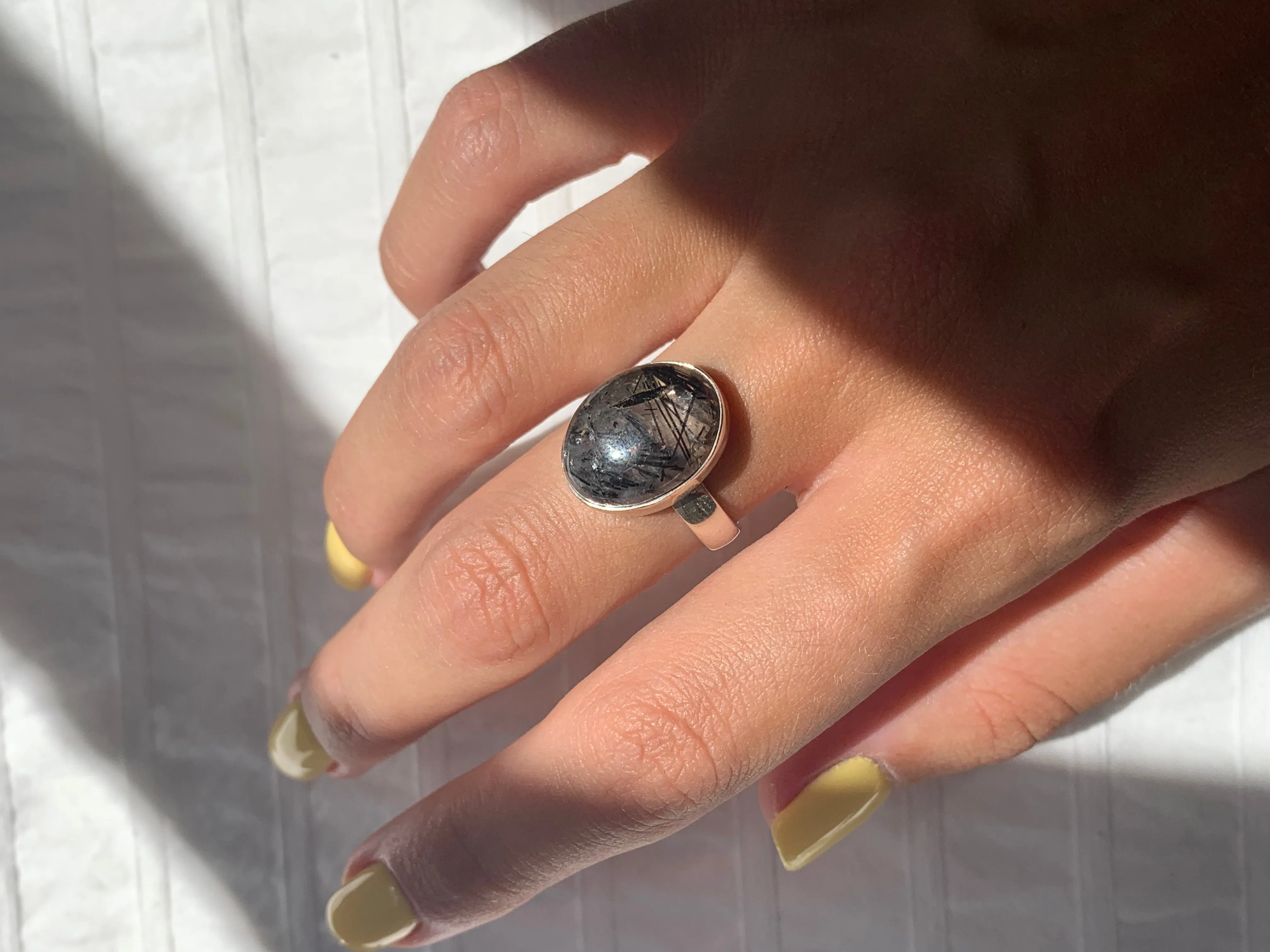 Tourmalated Quartz Akoni Ring - Small Oval (US 7.5)