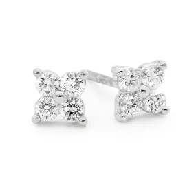 Trefoil Diamond Stud Earrings