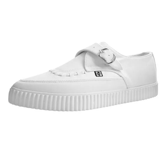 T.U.K WHITE PU MONO BUCKLE EZC POINTED CREEPER