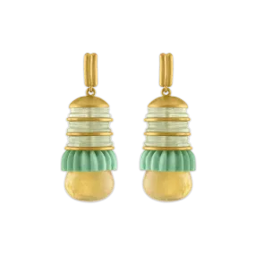 Turquoise, Prehnite and Golden Beryl Pyxis Earrings