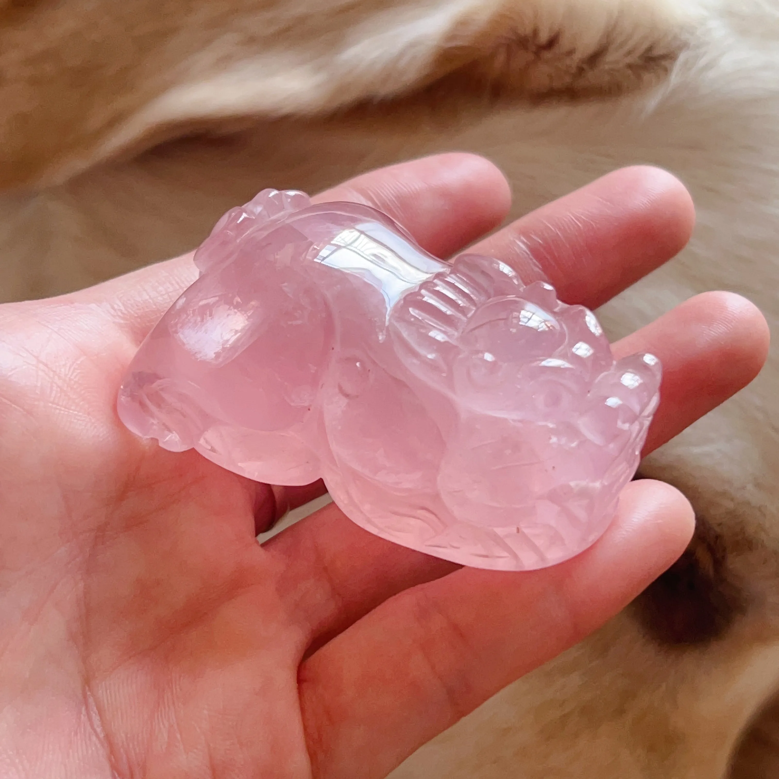 Wealth Attraction 2023  Rose Quartz Pixiu Fengshui Crystal Decor