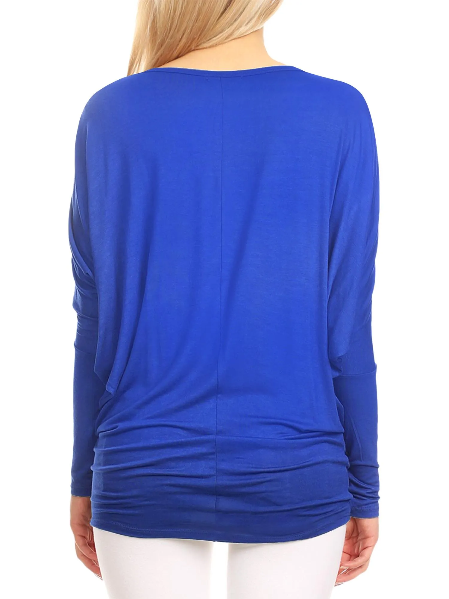 Womens Flowy Draped Long Sleeve Batwing Dolman Top