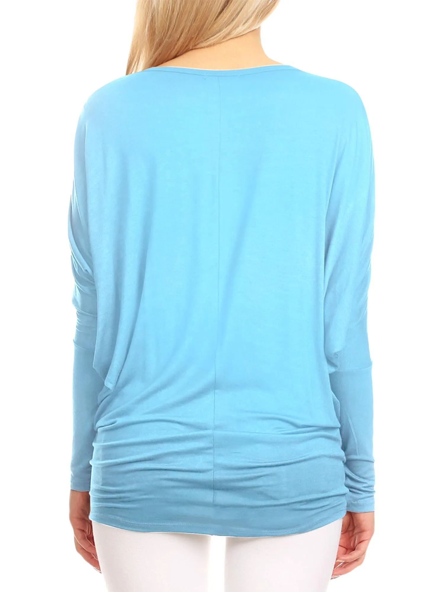 Womens Flowy Draped Long Sleeve Batwing Dolman Top