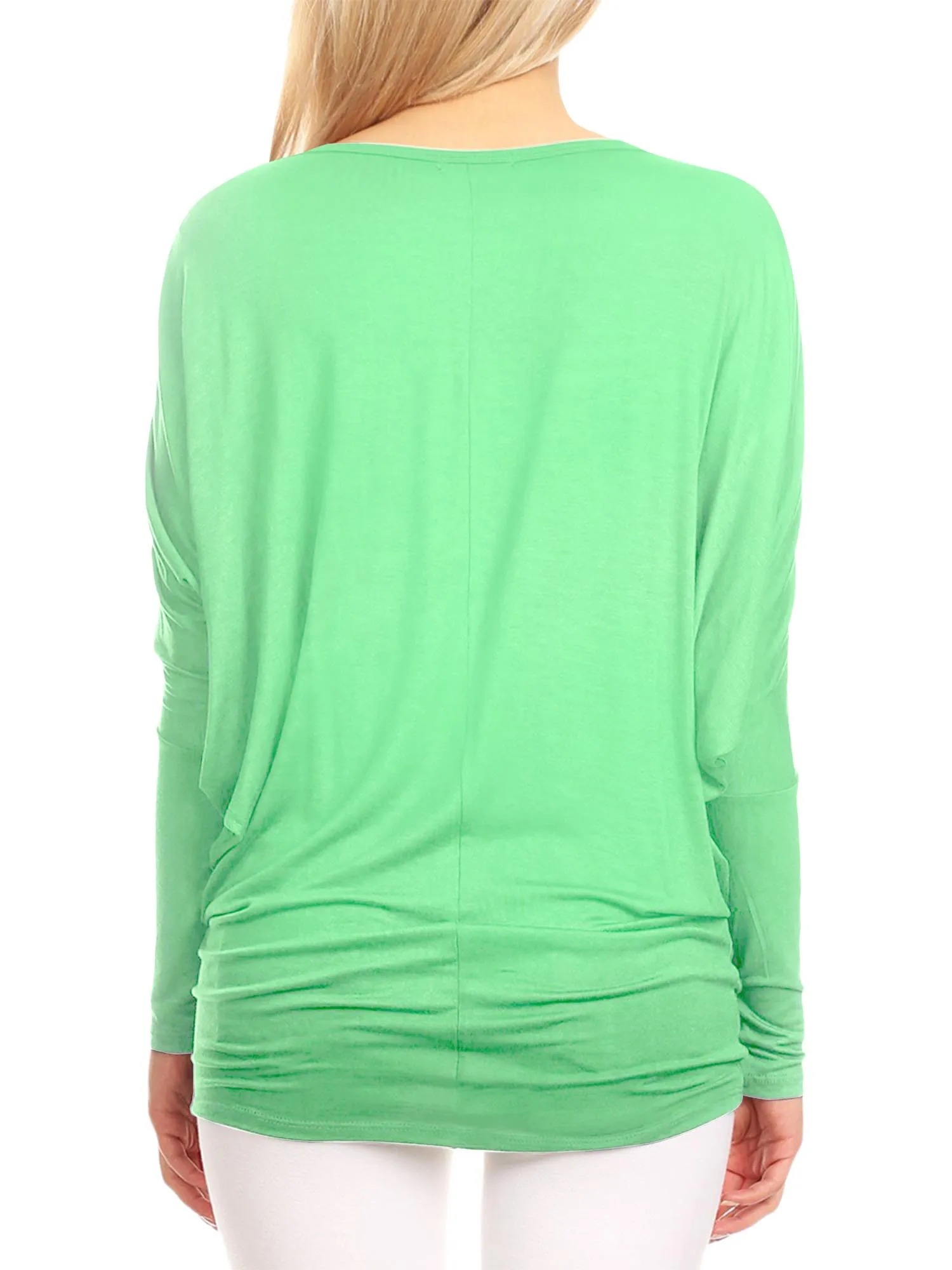 Womens Flowy Draped Long Sleeve Batwing Dolman Top