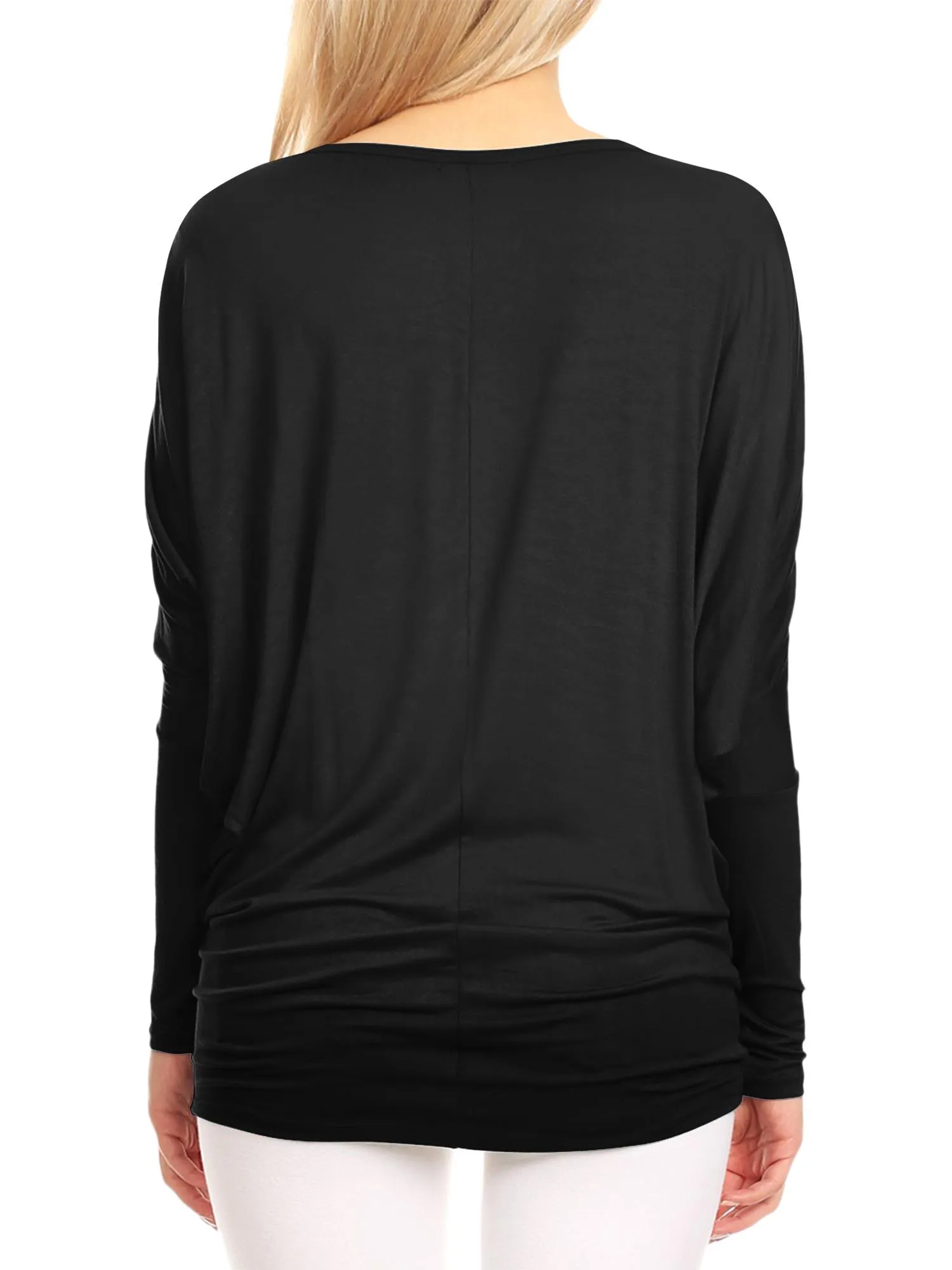 Womens Flowy Draped Long Sleeve Batwing Dolman Top