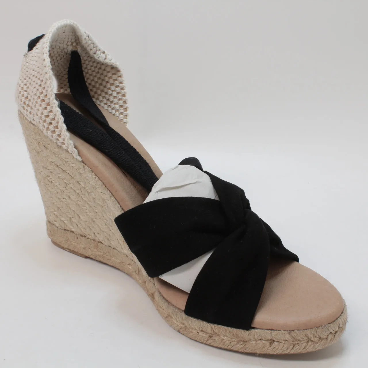 Womens Office Heather Ankle Tie Espadrilles Black Suede Uk Size 7