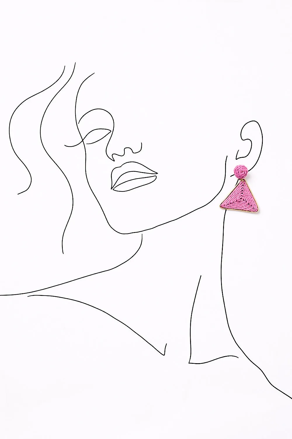 Woven Triangle Earrings in Fuchsia